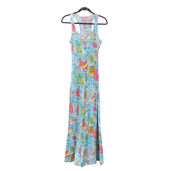 Lilly Pulitzer Women Treena You Gotta Regatta Sailboats Maxi Tank Dress Size S - Picture 1 of 7